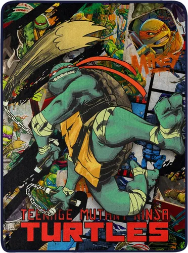 Miniatura 11 de Northwest Manta Micro Raschel Teenage Mutant Ninja Turtles, 46 x 60 pulgadas, Cowabunga Dudes