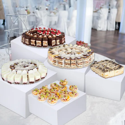 Miniatura 5 de Geelin Paquete de 8 elevadores acrílicos para buffet - Cajas cúbicas decorativas de 3 a 10 pulgadas, soportes de exhibición con fondos huecos