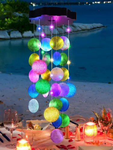 Miniatura 10 de Toodour Campanillas de viento solares para exteriores, conchas, regalos de luz para mamá, abuela, mujeres, esposa, niñas, luz móvil decorativa solar