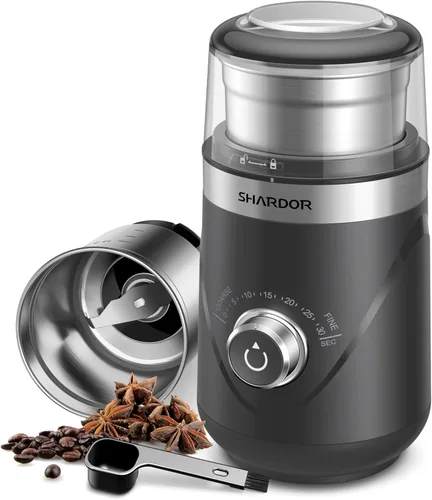 Miniatura 13 de Shardor - Molinillo ajustable de grano de café eléctrico, para hierbas/especias, molinillo de espresso con 1 cuenco extraíble de acero inoxidable