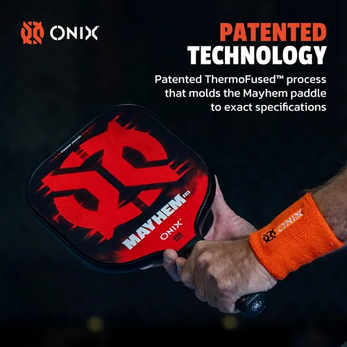 Miniatura 3 de Onix Mayhem Patented ThermoFused Technology Carbon Fiber Power Frame Polypropylene Honeycomb Core Performance Power and Control Pickleball Paddle