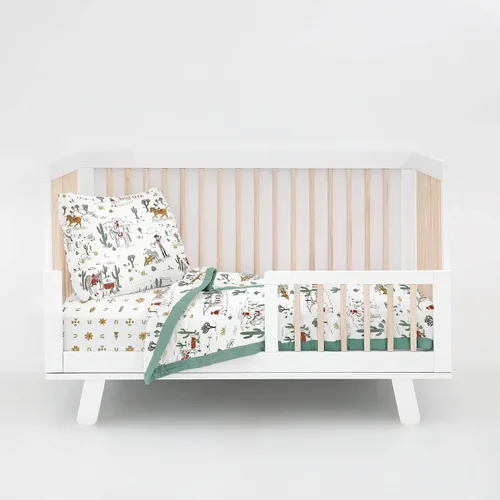 Miniatura 6 de Little Unicorn Juego de ropa de cama de 3 piezas para niños pequeños, incluye edredón, sábana para cuna y funda de almohada, tela de muselina suave