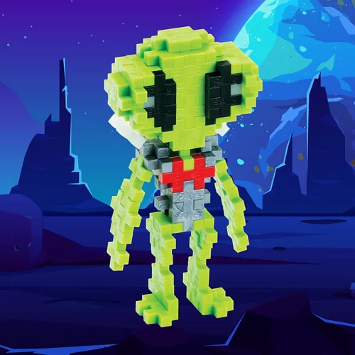 Miniatura 2 de PLUS PLUS Alien - Rompecabezas 3D de figuras de fantasía de bloques de construcción, mini piezas entrelazadas, juguetes divertidos para niños