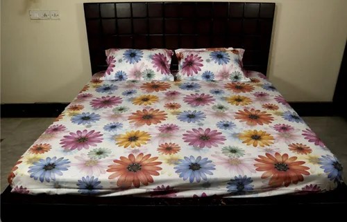 Miniatura 2 de Bombay Dyeing Juego de sábanas de algodón 100% puro con 2 fundas de almohada, tamaño King (224 × 100.0 in), color azul - Diseño 7071