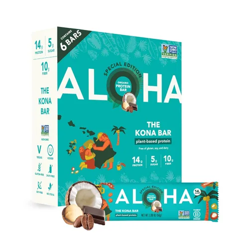 Miniatura 9 de ALOHA Barras de proteínas orgánicas a base de plantas, almendras y chocolate de coco, 12 unidades, barras de 1.98 onzas, veganas, bajas en azúcar