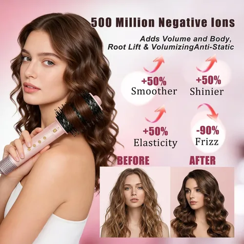 Miniatura 3 de Cepillos de cabello de aire caliente 6 en 1 y cepillo de soplado - Cepillo secador de pelo de 110,000 RPM - Cepillo secador de cabello - Secado
