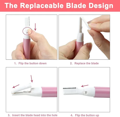 Miniatura 6 de LAIKME Recortador eléctrico de cejas para mujeres, depilación facial para hombres, mini depiladora para bikini, removedor de cara, barbilla, Rosa