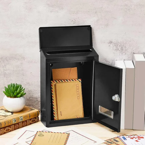 Miniatura 4 de Amylove Buzones de correo resistentes a la intemperie con cerradura de llave, buzón de metal de montaje en pared con bloqueo de seguridad con ranura