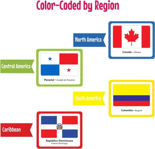 Miniatura 7 de Menique Flags of The Americas Juego de Memoria de Banderas de las Américas – Edición en Español – 70 Tarjetas (35 Parejas) con Banderas, Países