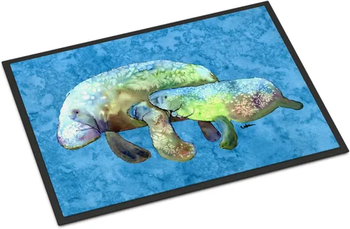 Caroline's Treasures 8660MAT Manatee - Felpudo de 18 x 27 pulgadas, para interiores y exteriores, para entrada, antideslizante, lavable, de pelo