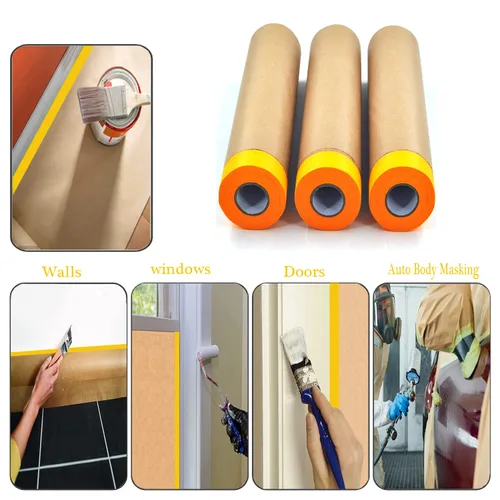 Miniatura 3 de Juego de papel de enmascarar y cinta adhesiva para pintura, papel de pintores y cinta de pintores de 22 pulgadas-50 pies, papel de pintura
