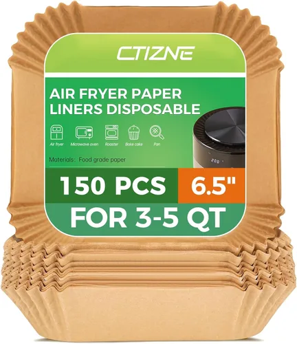 Miniatura 12 de Revestimientos desechables para freidora de aire - 500 piezas de papel de pergamino de 20 cm cuadrado para freidora de aire, revestimientos