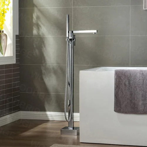 Miniatura 14 de WOODBRIDGE F0008BG - Grifo de llenado de bañera independiente de una sola manija contemporánea con ducha de mano en acabado dorado cepillado