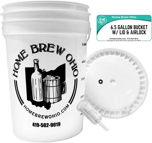 Miniatura 2 de Home Brew Ohio Cubo de fermentación de 6.5 galones con tapa con ojales y esclusa de aire de tres piezas