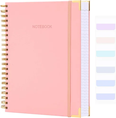 Miniatura 10 de Cuaderno de espiral, diario de cuero de tapa dura para mujeres y hombres, cuadernos gruesos de 300 páginas con rayas universitarias para el trabajo