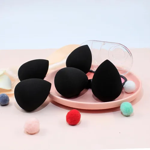 Miniatura 9 de BEAKEY Juego de esponjas de maquillaje, 5 esponjas de mezcla de base, esponjas de belleza impecables para líquidos, crema y polvo, esponjas de Negro