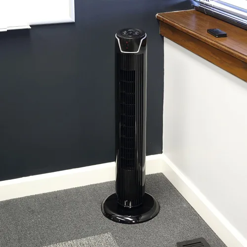 Miniatura 4 de Alera - Ventilador de torre oscilante de 36 pulgadas con mando a distancia, plástico, color negro
