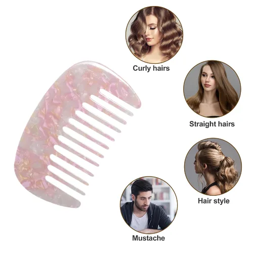 Miniatura 7 de VOCOSTE Peine de dientes anchos para mujer, tamaño de bolsillo antiestático para cabello rizado grueso, de viaje y mini peine para cabello húmedo