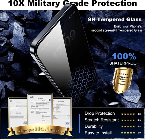 Miniatura 6 de WSKEN Protector de pantalla de privacidad para iPhone 15 Pro Max [eliminación automática de polvo] Pantalla de cobertura completa 2.5D Edge 28