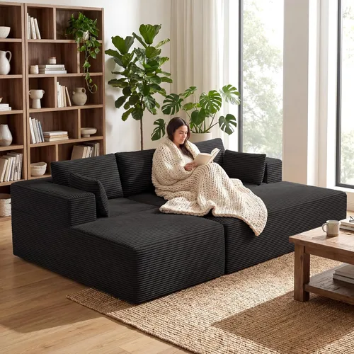 Miniatura 28 de Sofás seccionales sin hueso de 106 pulgadas para sala de estar, sofá modular en forma de U con asiento profundo, otomana extraíble, sofá de 4 plazas