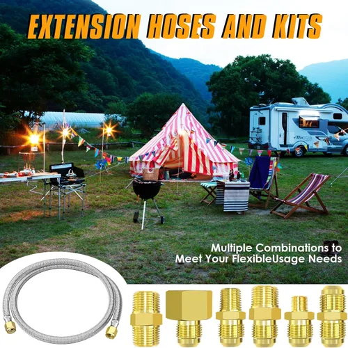 Miniatura 7 de MEFUN Extensión de manguera de propano trenzada de alta presión de 6 pies con acoplamiento de conversión de 3/8 pulgadas a 1/2 pulgadas NPT hembra