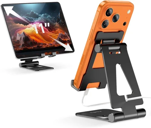 Miniatura 10 de Aoviho Soporte de teléfono celular para escritorio, soporte ajustable para teléfono de escritorio, base plegable para teléfono móvil para iPhone 17