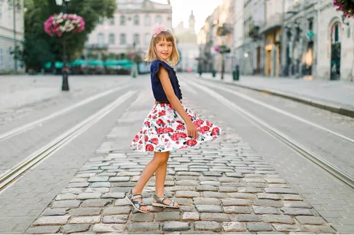 Miniatura 7 de YJ.GWL Vestido de niña de flores, vestido floral de mezclilla, vestidos de princesa para niñas, vestido blanco de primavera y verano, trajes