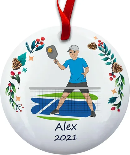 Miniatura 15 de Regalo de pickleball – Regalo de jugador de pickleball para hombres – Papá Abuelo Entrenador – Adorno de árbol de Navidad