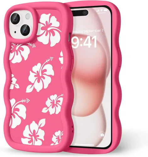 Miniatura 313 de Compatible con iPhone SE/8/7 Funda para Mujeres y Niñas, Marco Ondulado Rizado con Patrón Lindo, Estética Delgada Suave Silicona TPU Parachoques