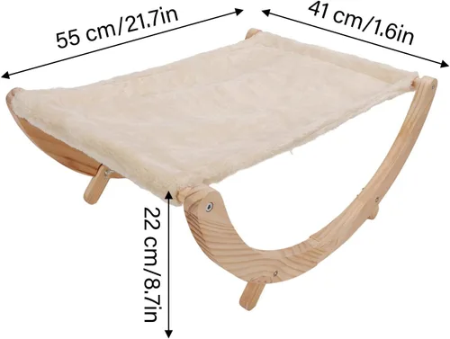 Miniatura 9 de Hamaca de madera para gatos, plegable y extraíble, transpirable y antideslizante, elevada para todas las estaciones, cama columpio adecuada