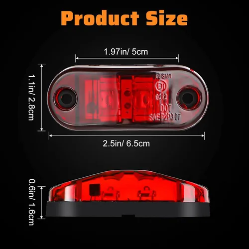 Miniatura 2 de 40 piezas de luces marcadoras de remolque de 2.5 pulgadas, 2 diodos, impermeables, selladas, luz de doble diana LED, kit de luces de remolque LED