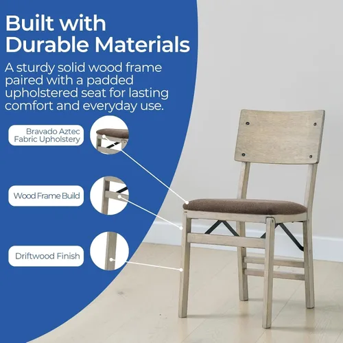 Miniatura 4 de Stakmore Classic Comfort - Sillas plegables de madera con respaldo curvo con asientos acolchados, juego de 2 sillas de comedor plegables sin
