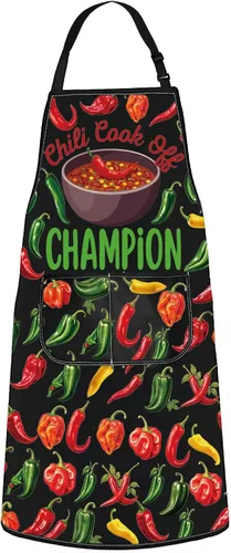 WZMPA Chili Cook Off Champion - Delantal de cocina para chili, regalo de chef, delantales de cocina ajustables para hombres y mujeres