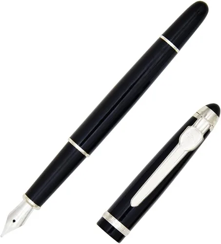 Miniatura 3 de Gullor Pluma estilográfica avanzada Jinhao 163 Executive Negro y Plata 18kgp Punta Media