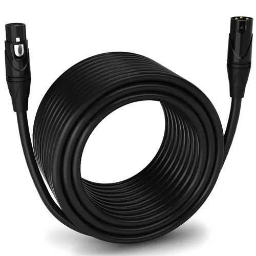 Miniatura 129 de LyxPro Cable de micrófono XLR hembra a macho de ángulo recto de 3 pines de 1.5 pies para altavoces amplificados, interfaz de audio, rendimiento