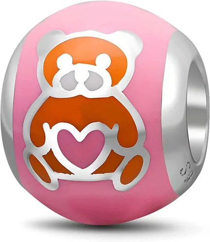 GEMDAZZ Dijes temáticos de animales en plata de ley 925, bonito oso polar 3D, rana, cigarra, mariquita, abeja, libélula para pulseras europeas,