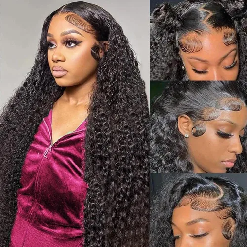 Miniatura 9 de 13x4 Deep Wave Lace Front Wigs Human Hair Pre Plucked 200 Density HD Transparent Lace Front Wigs Human Hair with Baby Hair Deep Curly Wigs Human
