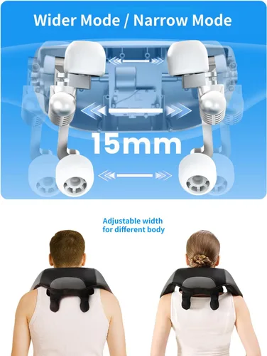 Miniatura 3 de Masajeador de cuello y hombros y espalda con calor, ancho ajustable, masajeador Shiatsu inalámbrico para aliviar el dolor de tejido profundo, motor