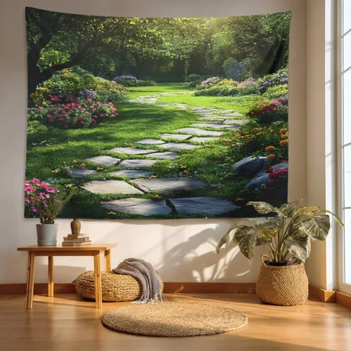 Miniatura 12 de Batmerry Abstract Repeat Polyester Tapestry, Tiled Directional Lightweight Wall Hanging High-Definition Print Backdrop For Dorm Room Bedroom Living