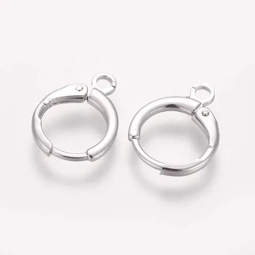 PH PandaHall 30 pares de aretes de aro chapados en platino con cierre de palanca con lazo, gancho francés, aretes de alambre para orejas con lazo