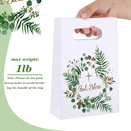 Miniatura 3 de TaoBary Bolsas de regalo de primera comunión, bolsas de regalo de fiesta religiosa, bolsas de regalo de papel cruzado, bolsas de papel para primeras