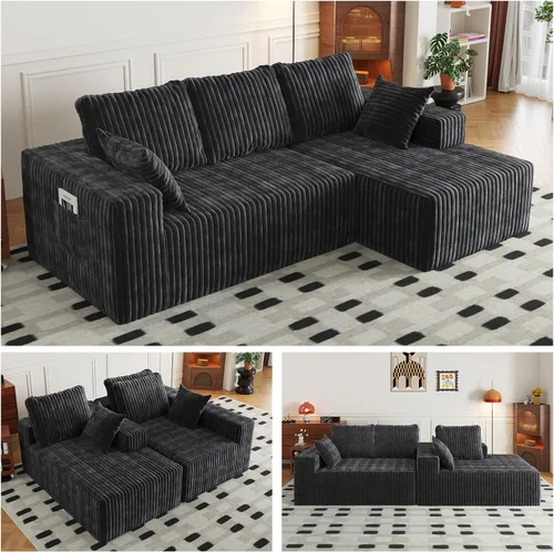 Miniatura 15 de Cloud - Sofá modular en forma de L con asiento profundo, de espuma viscoelástica comprimida de 3 plazas para sala de estar, sofá modular