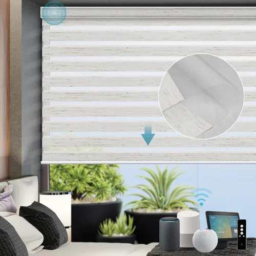 Miniatura 23 de SmartWings Persianas motorizadas de cebra con cenefa funcionan con Homekit Thread Alexa Z-Wave Smart de doble capa con control remoto, persiana