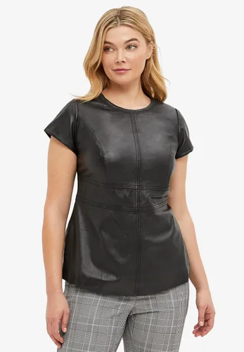Miniatura 4 de Ellos Mujer Plus Talla Cremallera Espalda Cuero Top Cap Manga Cordero
