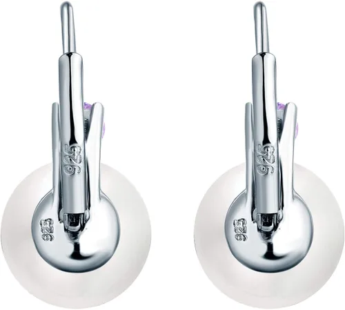 Miniatura 2 de JO WISDOM Pendientes colgantes de plata de ley 925 con circonita cúbica cultivada de agua dulce