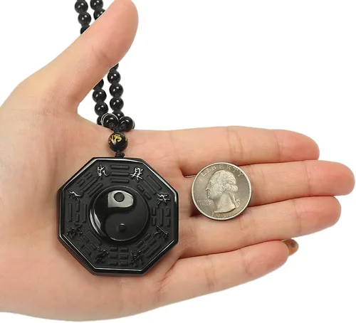 Miniatura 8 de Collar de obsidiana natural, colgante de protección de amuleto de la suerte con cadena de cuentas ajustable, talismán de cristal negro, joyería