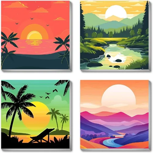 Miniatura 26 de Canrichshop Paquete de 4 Bola de Discoteca DIY Pintar por Números para Principiantes, Pintura al Óleo de Frutas Kits de Pintar por Números