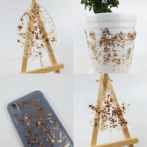 Miniatura 6 de TWINKLING Copos de mica de color natural, copos dorados, hoja de purpurina de copos de mica para manualidades de resina de bricolaje, arte de uñas