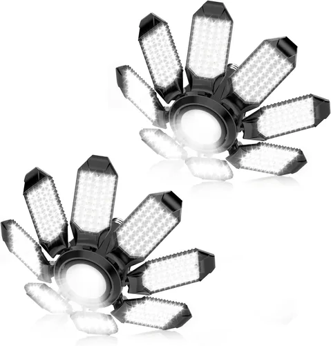 Miniatura 14 de Luz LED de garaje – Bombilla de garaje de 160 W, 64000 lúmenes, 6500 K, iluminación de garaje súper brillante con 6 paneles deformables, luces