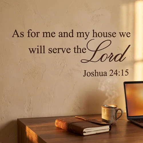 Miniatura 5 de Picniva As for Me and My House We Will Serve the Lord - Calcomanía para pared, 8 x 20 pulgadas, diseño de las Escrituras de Joshua 24:15, removible
